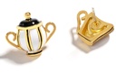 Sugar Jar And Cup Asymmetrical Enamel Stud Earrings