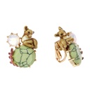 Asymmetrical Owl On Moon Enamel Earrings