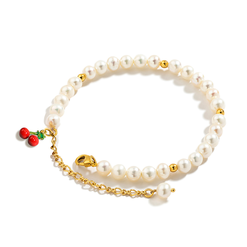 Freshwater Pearls And Cherry Bracelet
