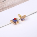 Pink Peach And Flower Enamel Stud Earrings