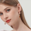 Pink Flower And Peach Asymmetrical Enamel Stud Earrings