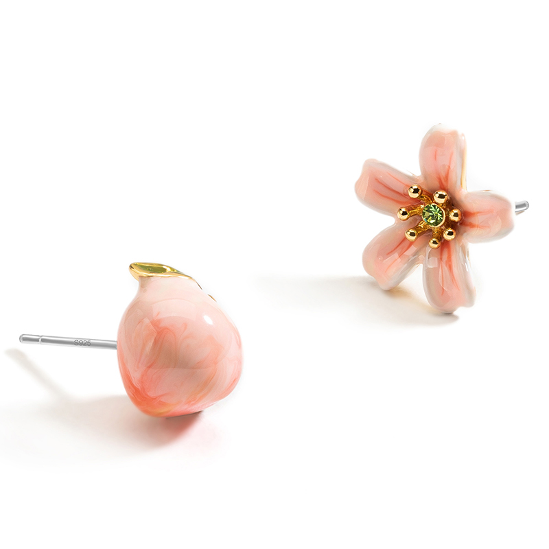 Flower Tassel Enamel Earrings