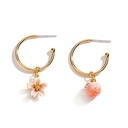 Pink Peach And Flower Enamel Dangle Earrings