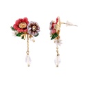 Flower Tassel Enamel Earrings