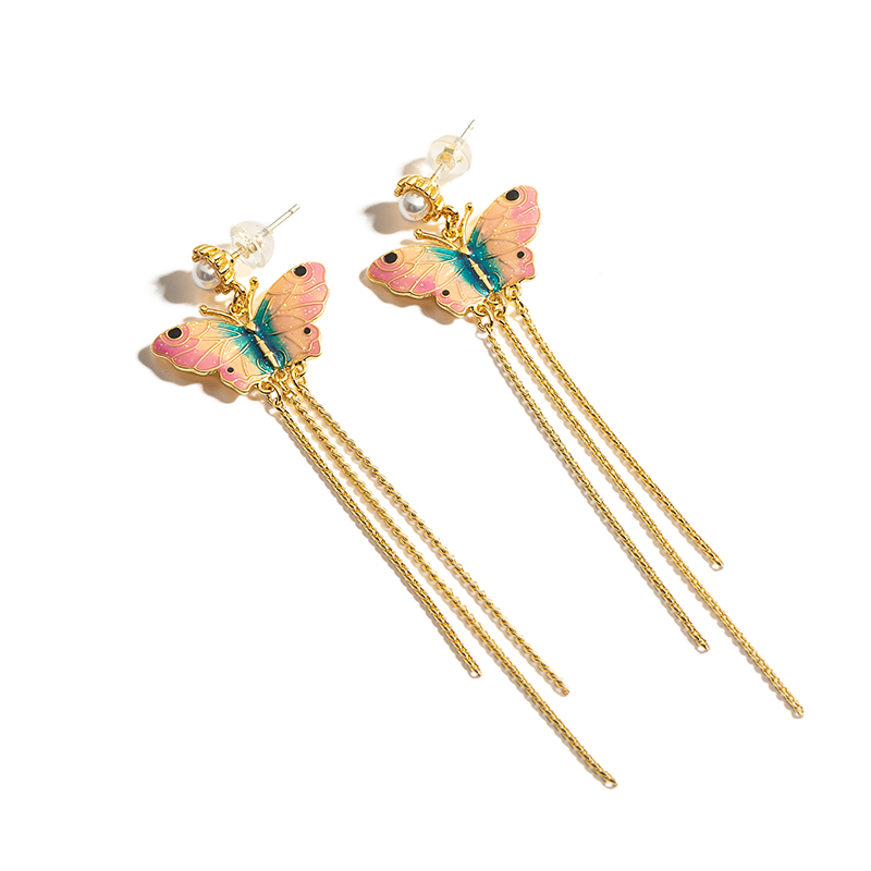 Flower And Stone Enamel Earrings