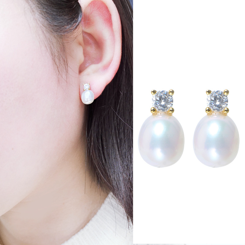 Pink Flower And Stone Enamel Earrings