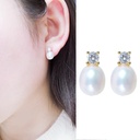 Pink Flower And Stone Enamel Earrings