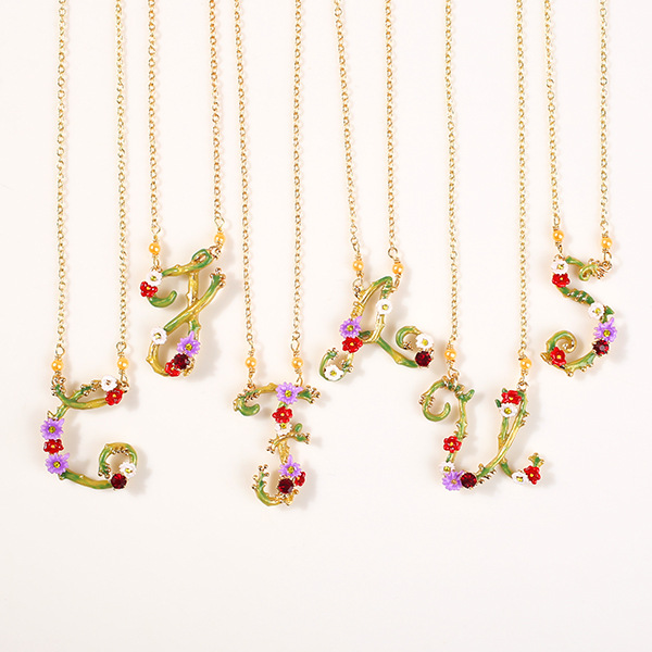 Flower And Dachshund Dog Enamel Earrings