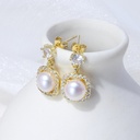 Freshwater Pearl And Crystal Drop Stud Earrings
