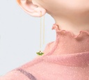 Blue Bird Tit On Flower Branch Enamel Earrings
