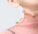 Ginkgo Leaf Long Tassel Enamel Earrings