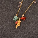Corn Pendant Hand Painted Enamel Gold Plated Chain Necklace