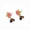 Owl And Stone Asymmetrical Enamel Earrings