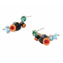 Black Poppy Flower Enamel Stud Earrings