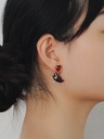 Swallow And Nest Crystal Asymmetrical Enamel Earrings
