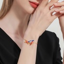 Flower And Swallow Asymmetrical Enamel Stud Earrings
