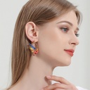 Orange Blossom Flower Enamel Stud Earrings
