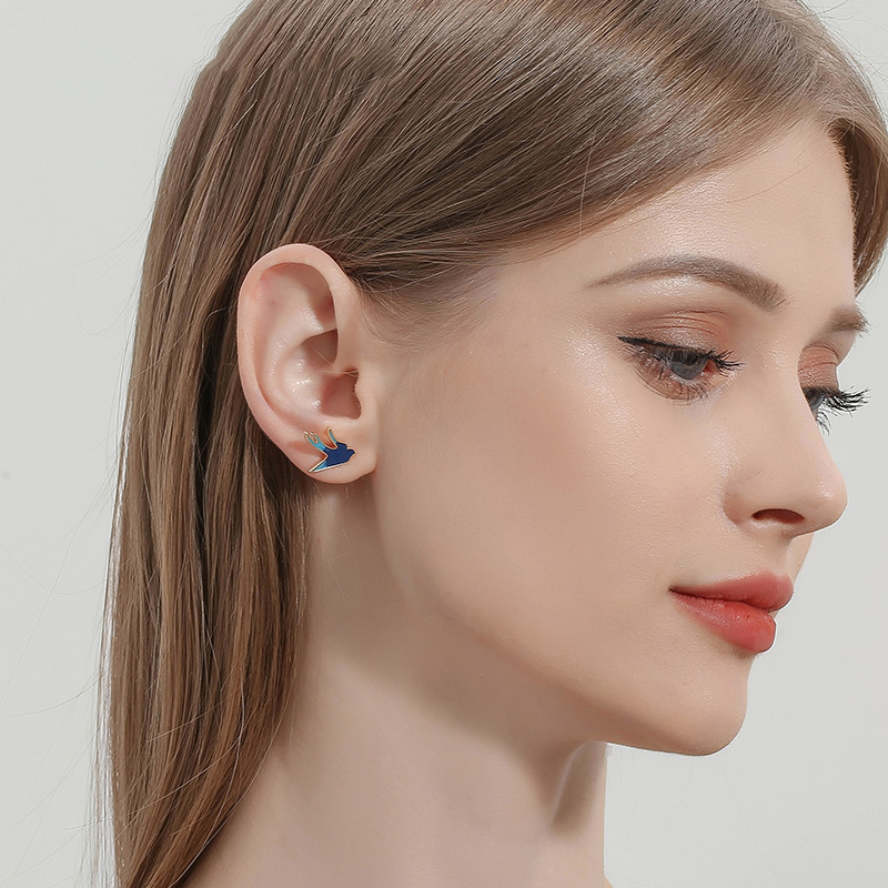 Orange Blossom Flower Tassel Enamel Stud Earrings