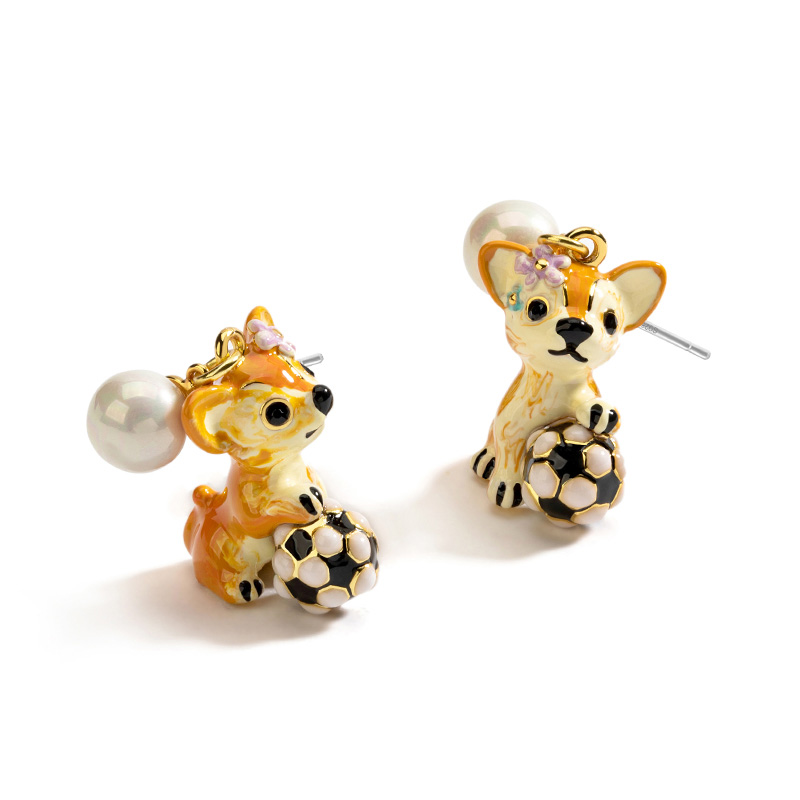 Orange Blossom Flower Tassel Enamel Stud Earrings
