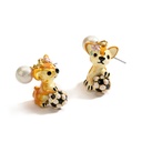 Cute Chihuahua Dog Puppy With Football Pearl Enamel Stud Earrings