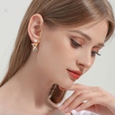 Orange Blossom Flower Tassel Enamel Stud Earrings