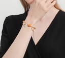 Orange And Flower Enamel Stud Earrings