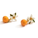 Orange And Flower Enamel Stud Earrings