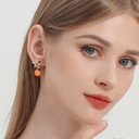 Orange And Flower Enamel Stud Earrings