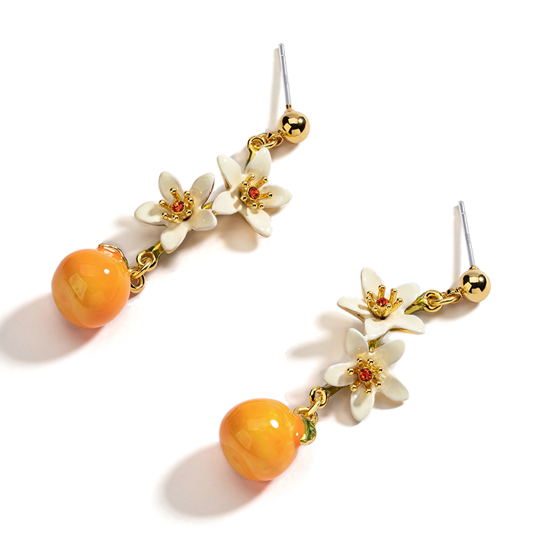 Bow And Crystal Enamel Stud Earrings
