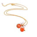 Enamel Glaze Orange Flower Pendant Necklace