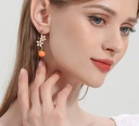 Orange Blossom Flower Tassel Enamel Stud Earrings