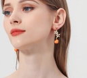 Orange Blossom Flower Tassel Enamel Stud Earrings