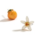 Orange And Flower Enamel Stud Earrings