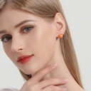 Orange And Flower Enamel Stud Earrings