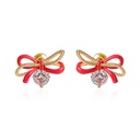 Bow And Crystal Enamel Stud Earrings