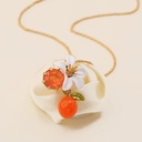 Enamel Glaze Orange Flower Pendant Necklace