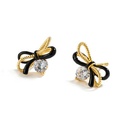 Cute Rabbit Bunny On Moon And Crystal Enamel Earrings