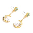 Red Rose On Branch And Crystal Eaneml Stud Earrings