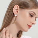 White Swan With Crown And Tassel Ename Earrings