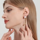 White Swan With Crown And Tassel Ename Earrings