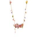 Enamel Glaze Peony Flower Tassel Sweater Chain Pendant Necklace