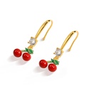 Cherry And Crystal Enamel Hook Earrings