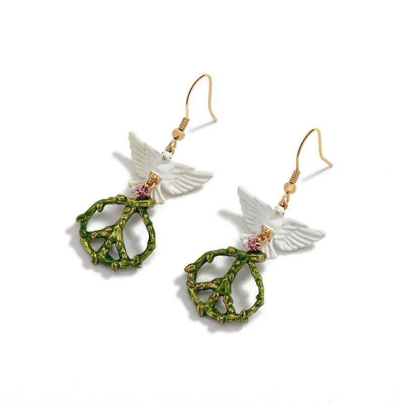 Cherry And Leaf Enamel Earrings