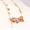 Enamel Glaze Peony Flower Tassel Sweater Chain Pendant Necklace