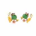 Owl Flower And Stone Enamel Stud Earrings