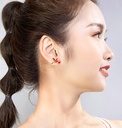 Cute Fox And Stone Enamel Stud Earrings
