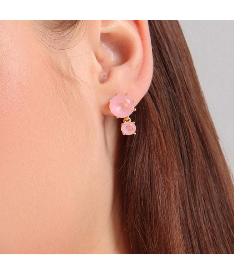 Red Pink Green Crystal Earrings