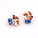 Parrot Flower And Stone Enamel Earrings