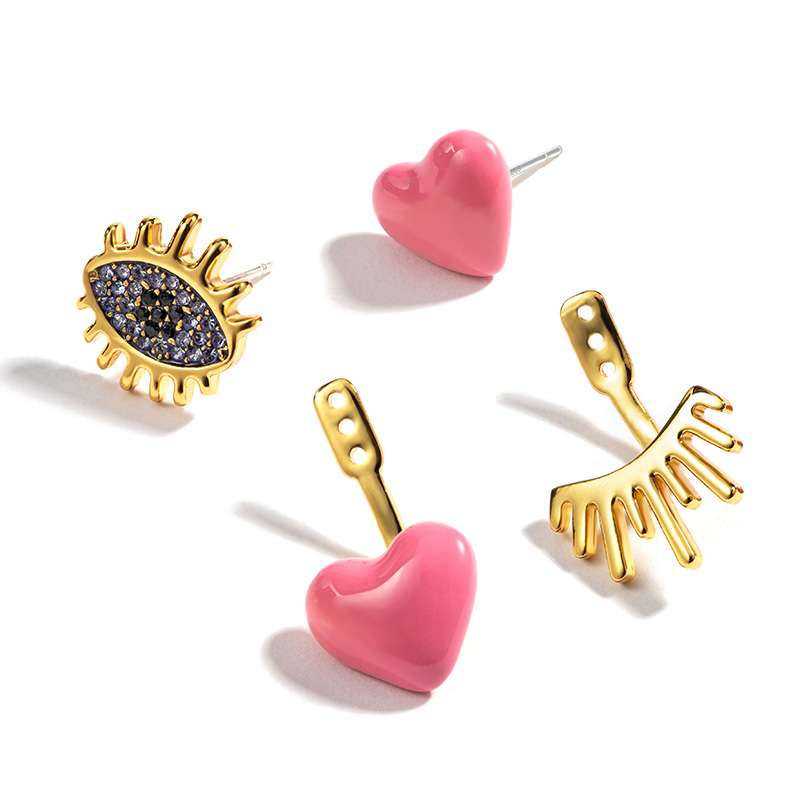 Parrot And Flower Pearl Tassel Enamel Stud Earrings