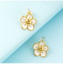 Retro Pink Flower Cartilage Enamel Clip Earrings